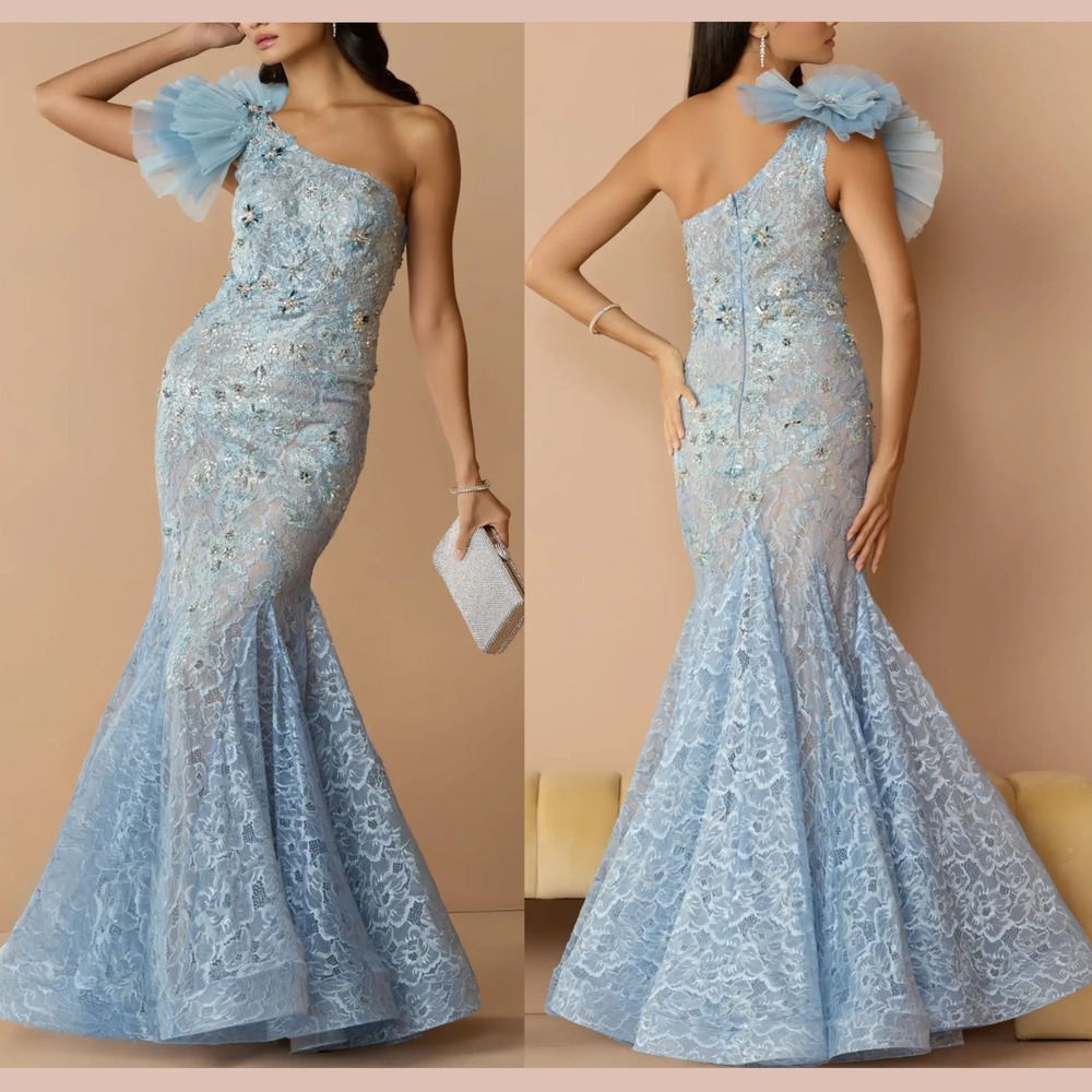 NEW Mac Duggal [ 2 ] 79456 Sleeveless One Shoulder Embroider Mermaid Gown J2461